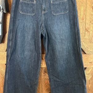 Old Navy Womens Drapey Denim High Rise Baggy Wide Leg Retro front pocket Jeans